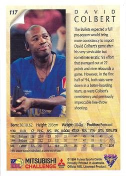 1994 Futera Australian NBL #117 David Colbert Back