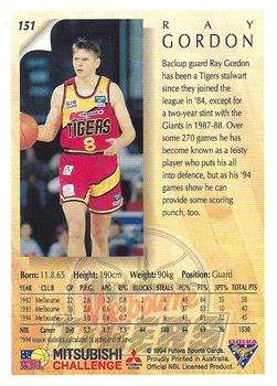 1994 Futera Australian NBL #151 Ray Gordon Back