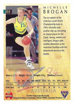 1994 Futera Australian NBL #214 Michelle Brogan Back
