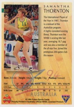 1994 Futera Australian NBL #215 Samantha Thornton Back