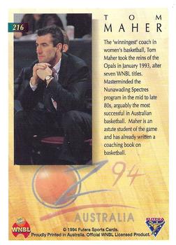 1994 Futera Australian NBL #216 Tom Maher Back