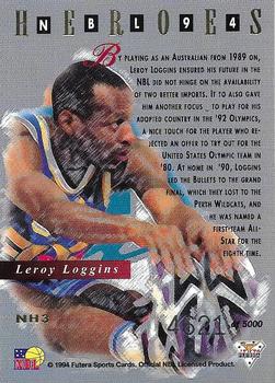 1994 Futera Australian NBL - NBL Heroes #NH3 Leroy Loggins Back