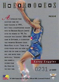 1994 Futera Australian NBL - NBL Heroes #NH4 Leroy Loggins Back