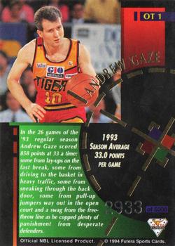 1994 Futera Australian NBL - Offensive Threats #OT 1 Andrew Gaze Back