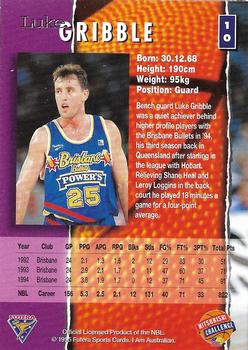 1995 Futera Australian NBL #10 Luke Gribble Back