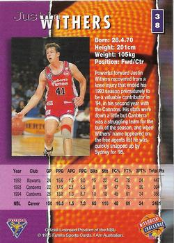 1995 Futera Australian NBL #38 Justin Withers Back