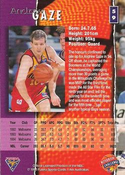 1995 Futera Australian NBL #59 Andrew Gaze Back