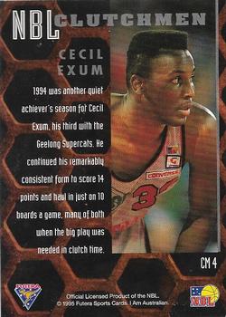 1995 Futera Australian NBL - Clutchmen #CM4 Cecil Exum Back