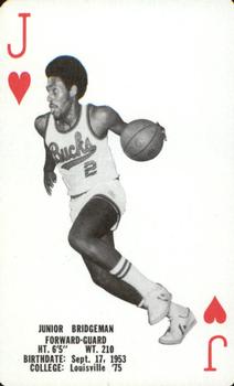 1976-77 Milwaukee Bucks Playing Cards #J♥ Junior Bridgeman Front