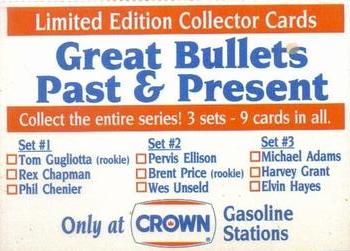 1992-93 Topps Crown Washington Bullets #NNO Checklist 1 Back
