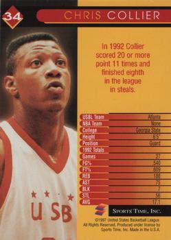 1997 Sports Time USBL #34 Chris Collier Back