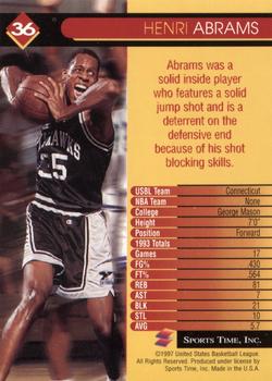 1997 Sports Time USBL #36 Henri Abrams Back