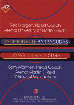 1997 Sports Time USBL #47 Jacksonville Barracudas / Long Island Surf Back