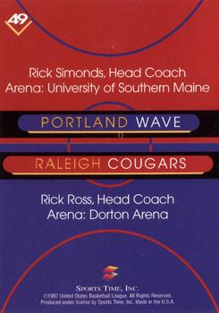 1997 Sports Time USBL #49 Portland Wave / Raleigh Cougars Back
