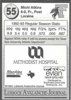 1992-93 Texas Tech Lady Raiders #NNO Michi Atkins Back