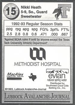 1992-93 Texas Tech Lady Raiders #NNO Nikki Heath Back