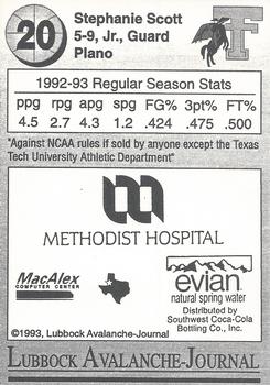 1992-93 Texas Tech Lady Raiders #NNO Stephanie Scott Back