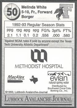 1992-93 Texas Tech Lady Raiders #NNO Melinda White Back