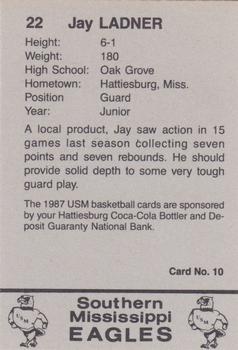 1987-88 Southern Mississippi Golden Eagles #10 Jay Ladner Back
