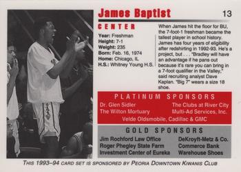 1993-94 Bradley Braves #13 James Baptist Back