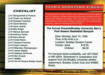 1994-95 Bradley Braves #1 Checklist Front
