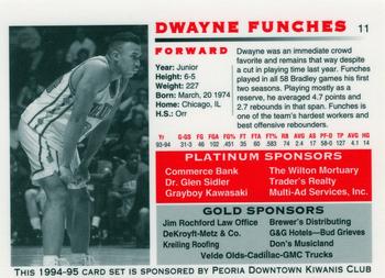 1994-95 Bradley Braves #11 Dwayne Funches Back