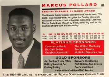 1994-95 Bradley Braves #18 Marcus Pollard Back