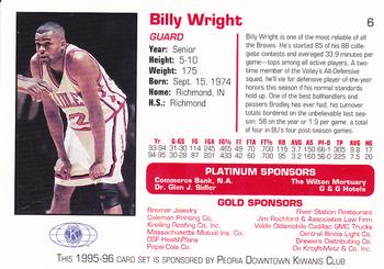 1995-96 Bradley Braves #6 Billy Wright Back