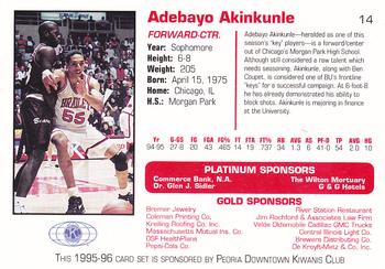 1995-96 Bradley Braves #14 Adebayo Akinkunle Back