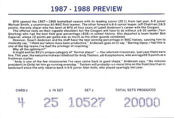 1987-88 BYU Cougars #4 Nathan Call Back
