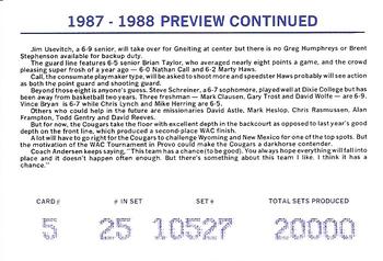 1987-88 BYU Cougars #5 Brian Taylor Back