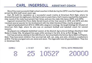 1987-88 BYU Cougars #8 Carl Ingersoll Back