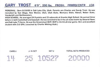 1987-88 BYU Cougars #14 Gary Trost Back