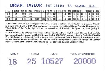 1987-88 BYU Cougars #16 Brian Taylor Back