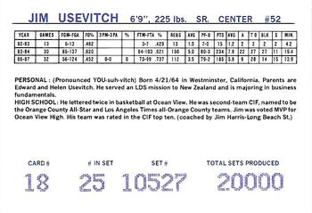 1987-88 BYU Cougars #18 Jim Usevitch Back