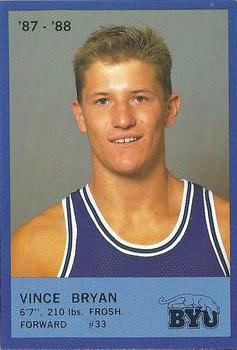 1987-88 BYU Cougars #19 Vince Bryan Front
