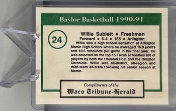 1990-91 Baylor Bears #13 Willie Sublett Back
