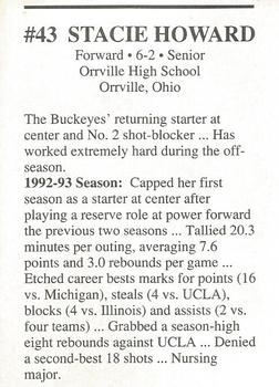 1993-94 Ohio State Buckeyes Women #NNO Stacie Howard Back