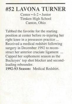 1993-94 Ohio State Buckeyes Women #NNO Lavona Turner Back
