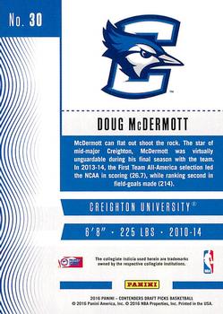 2016 Panini Contenders Draft Picks #30 Doug McDermott Back