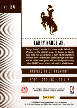 2016 Panini Contenders Draft Picks #64 Larry Nance Jr. Back