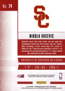 2016 Panini Contenders Draft Picks #74 Nikola Vucevic Back
