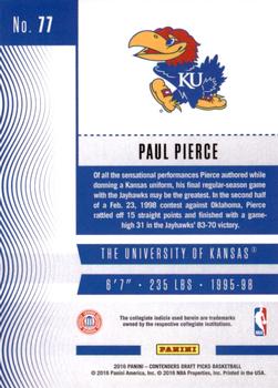 2016 Panini Contenders Draft Picks #77 Paul Pierce Back