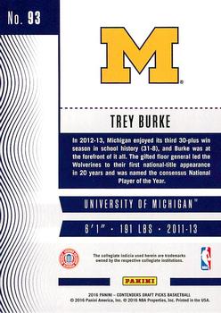 2016 Panini Contenders Draft Picks #93 Trey Burke Back
