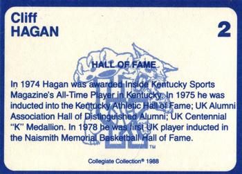 1988-89 Kentucky's Finest Collegiate Collection - Gold Edition #2 Cliff Hagan Back