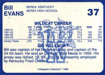 1988-89 Kentucky's Finest Collegiate Collection - Gold Edition #37 Bill Evans Back