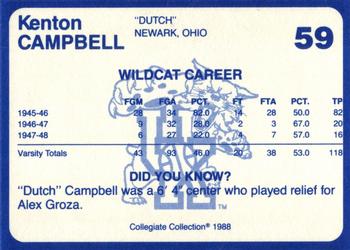 1988-89 Kentucky's Finest Collegiate Collection - Gold Edition #59 Kenton Campbell Back