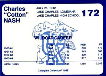 1988-89 Kentucky's Finest Collegiate Collection - Gold Edition #172 Cotton Nash Back