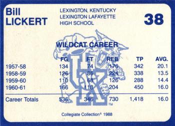 1988-89 Kentucky's Finest Collegiate Collection - Gold Edition Proofs #38 Bill Lickert Back