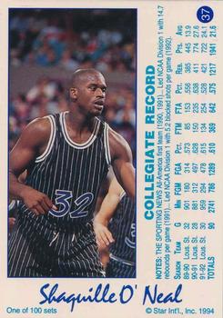 1994 Star Century #37 Shaquille O'Neal Back